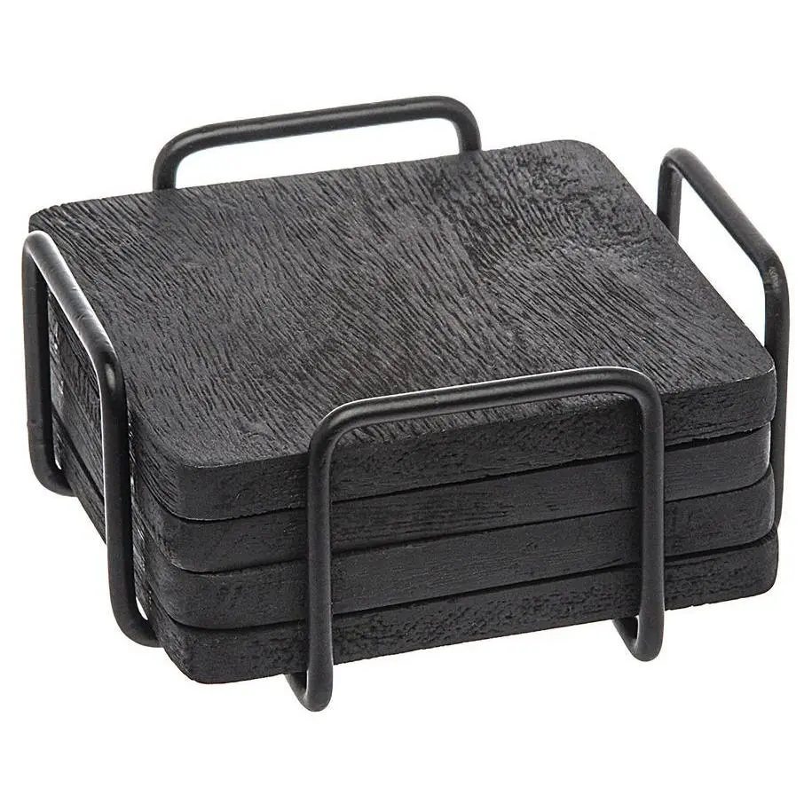 Godinger Set of 4 Black Wood Coasters