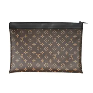 Pre-owned Louis Vuitton Monogram Mini Bags Macassar Coated Canvas Discovery Pochette GM Brown