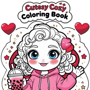 Cutesy Cozy Coloring Book - Chibi Style Coloring Pages for Fun & Relaxing - 20 with Adorable Characters & Hearts Design