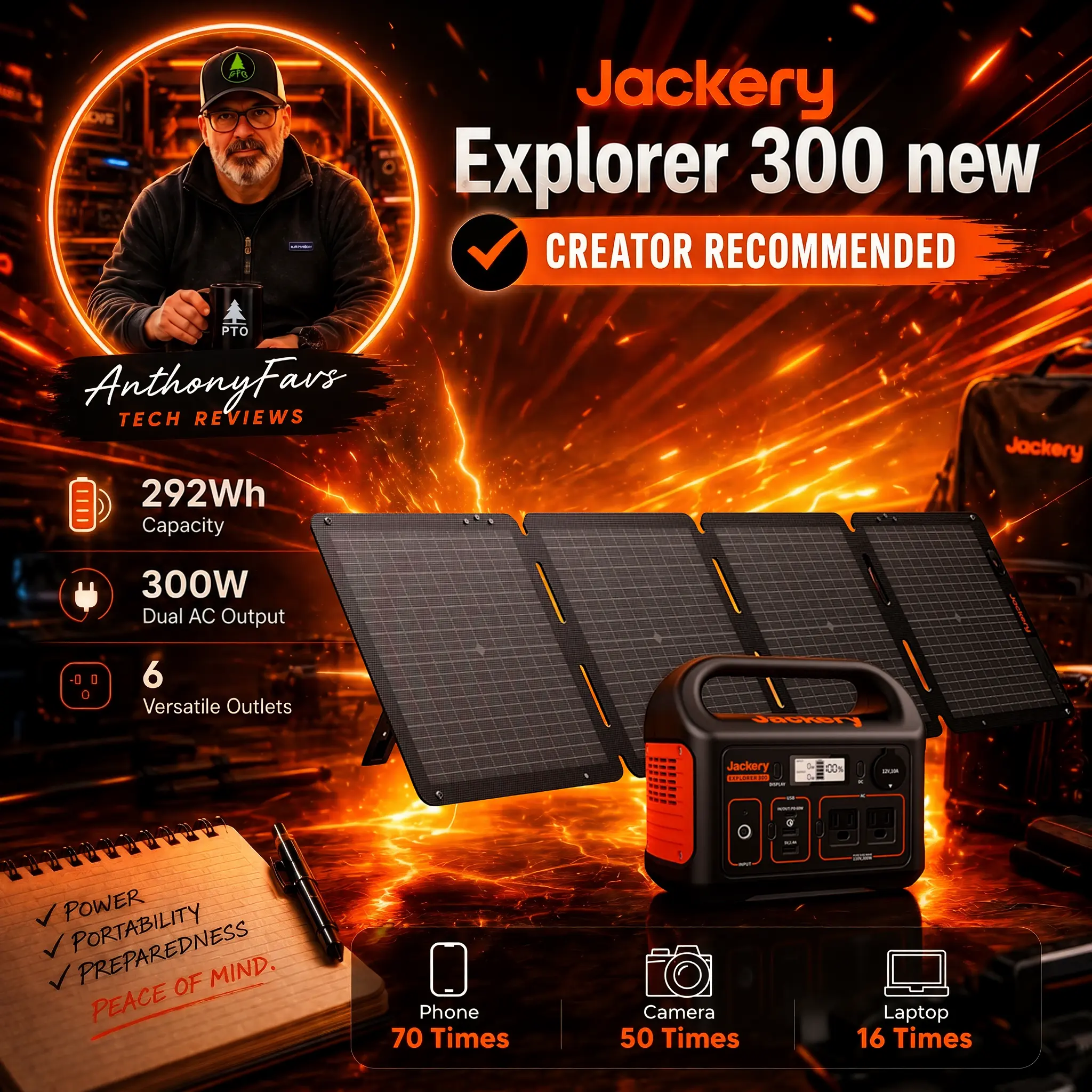 [anthonyfavs3-Exclusive link]  Jackery Solar Generator 300, 292Wh Power Station , 300W Pure Sine Wave AC Outlet for RV Outdoors Camping Travel Blackout