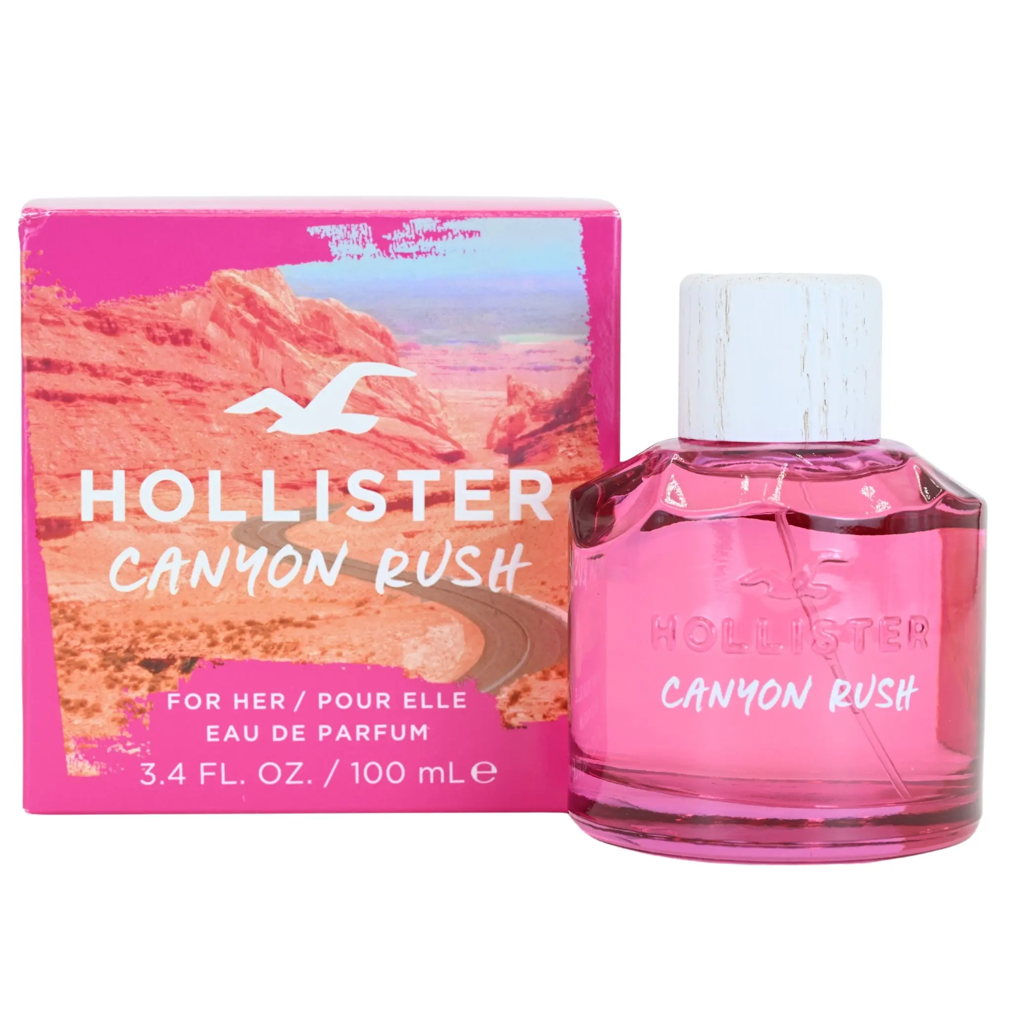 Hollister Women's Canyon Rush Bright Fruity Floral EDP - 3.4 fl oz, Jasmine-Themed, Amber Base, Blue Freesia, Cedar, Bergamot Peach, Fresh Fruit, Youthful Vibe, Daily Wear, Clean Girl Signature Scent, New in Box, Floral Fruity Scents, Clean Girl Perfume