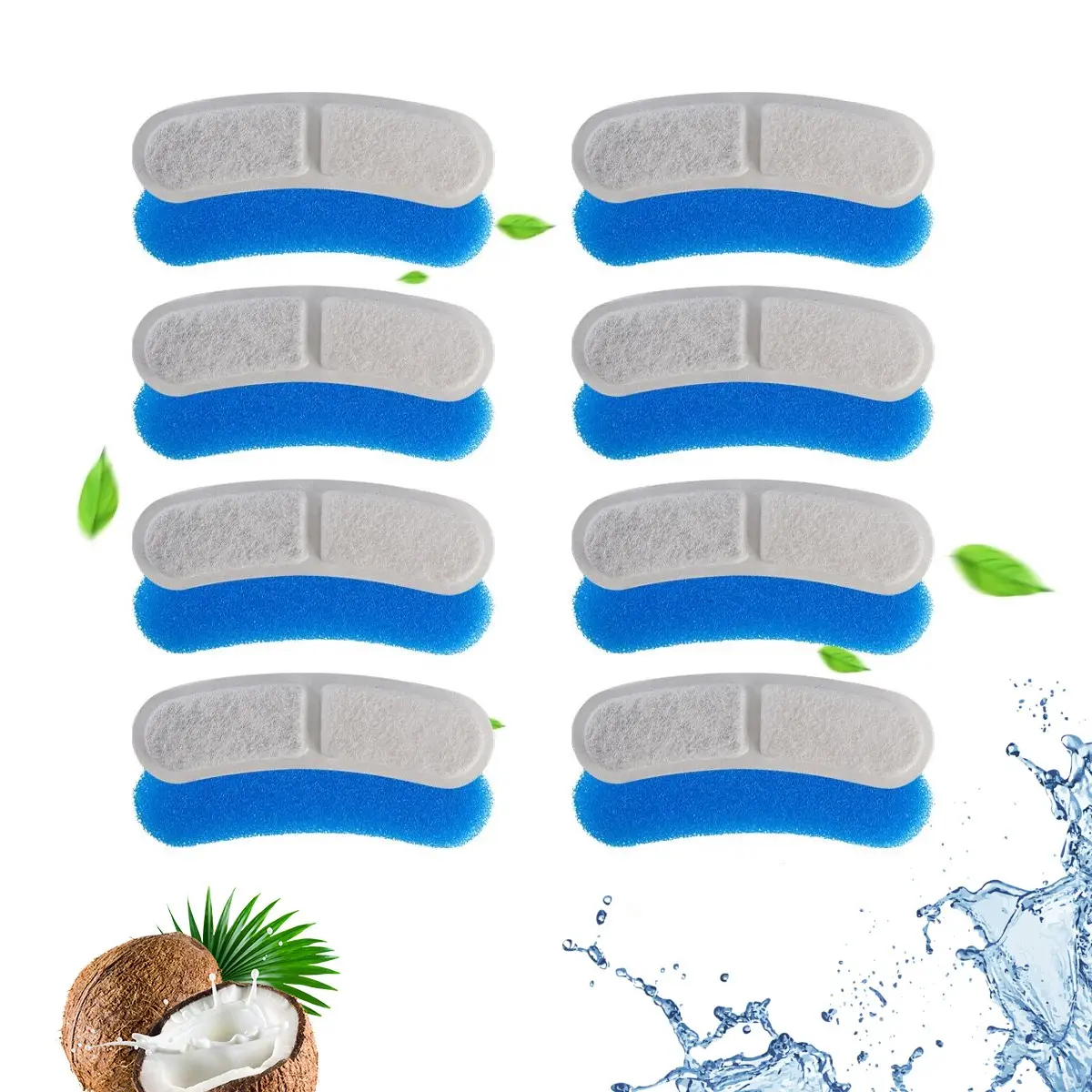 8/16/24pcs Cat Water Fountain Replacement Filters, Activated Carbon Multi-Layer Filter System, Suitable for Pet Drinking Fountains