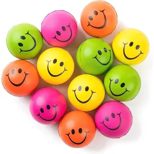 Neon Smile Stress Balls for Adults and Children - Foam Squeeze Balls for Relaxation and Fun - 12-Pack Happy Face 2.5inch Squeeze Balls - Perfect for Parties, Therapy, and Play: Toys and Games