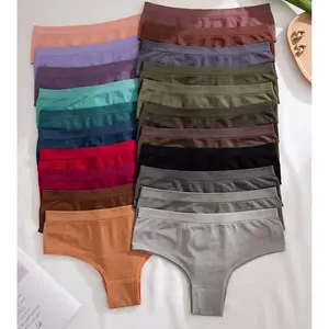 Women's Solid Color Drop Waist Thong, Soft Breathable , Soft Knicker for Daily Wear, Women's Fashion Comfy Underwear for All Seasons Fabric Womenswear Casual Everyday Twist tummy control hip period Reusable Bamboo Pads Menstrual Set Tang Men's Style cheap