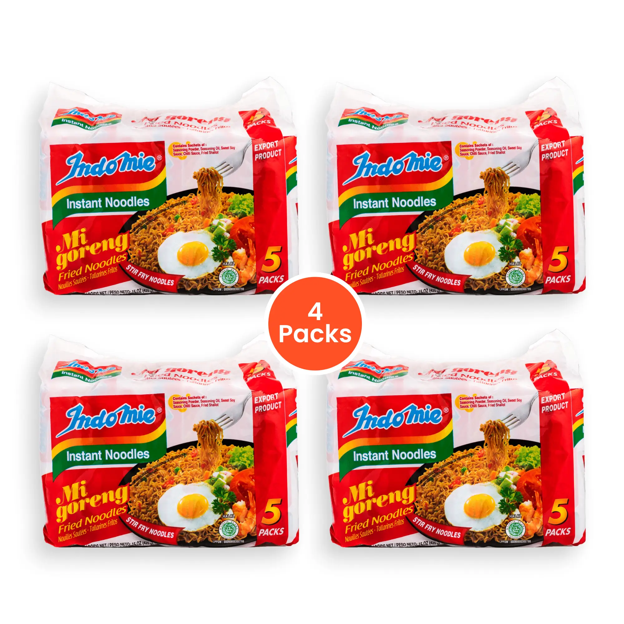 Indomie Mi Goreng Fried Instant Noodles - 4 Packs, 20 Servings (85g*20)