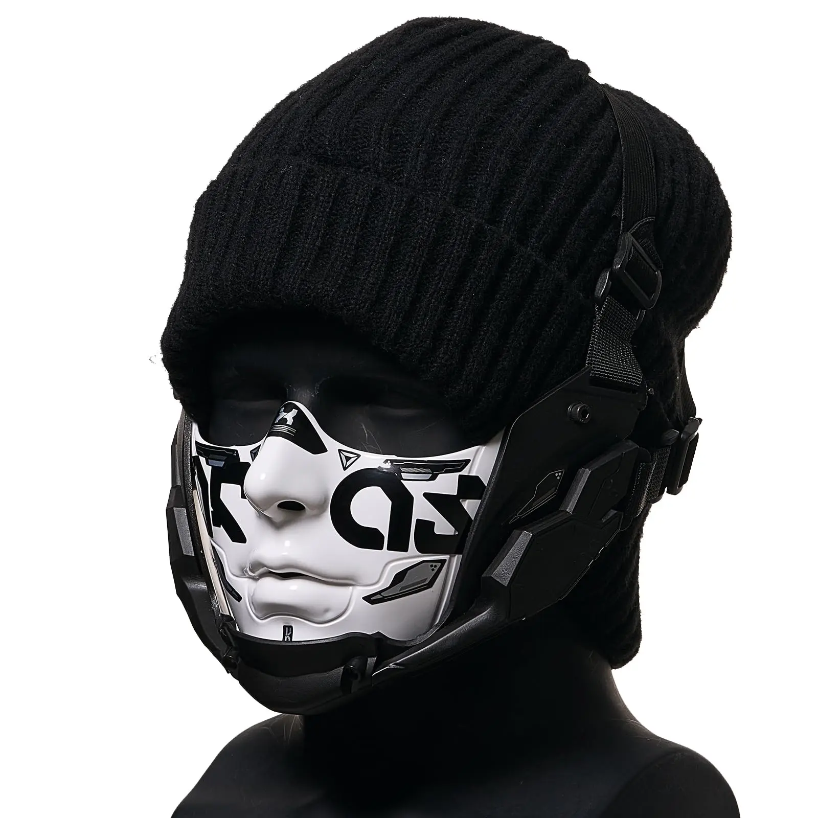 14Color Cyberpunk Half Face Mask Mecha Style Halloween Cosplay Mask Adjustable Strap Breathable Comfort Party Costume Face Cover