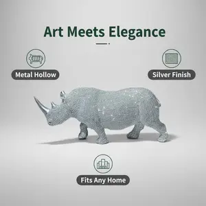 1pc abstract rhino statue, Resin Animal Sculptures, exquisite craftsmanship, living room/office desk ornament, Easter, Father's Day, Mother's Day, Valentine's Day, holiday gift, grand opening present