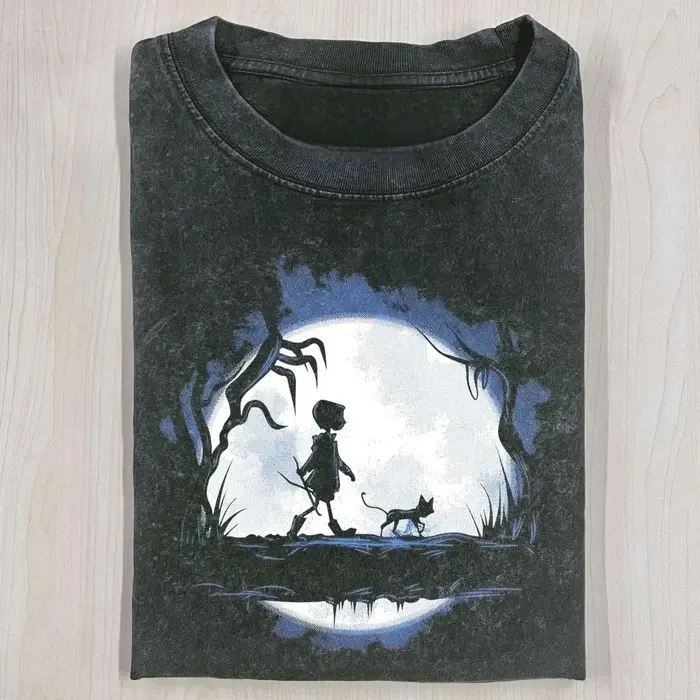Coraline Movie Shirt, Vintage Horror T-shirt, Fantasy Graphic Tee, Casual Streetwear For Men Women