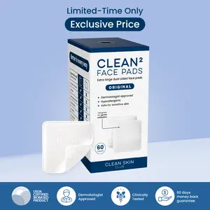 Clean Skin Club Clean² Pads 2.0 Extra Large Face Pads - Triple Layer, Textured & Ultra Soft, Organic Cotton, No Shedding, Reusable, Perfect for Makeup Remover & Skincare