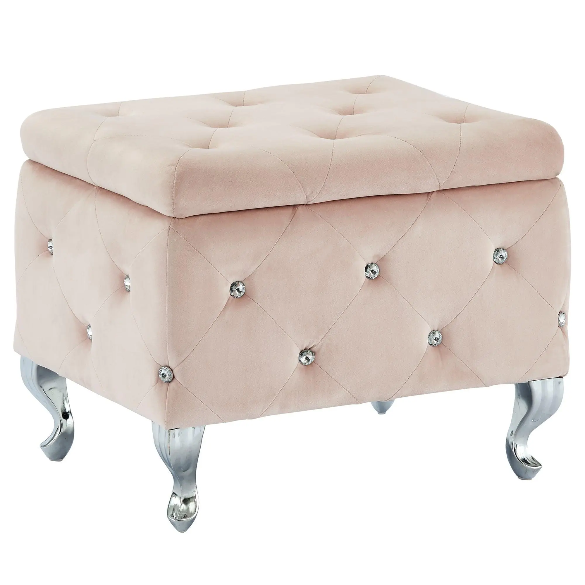 MONIQUE Square Storage Ottoman Blush Pink