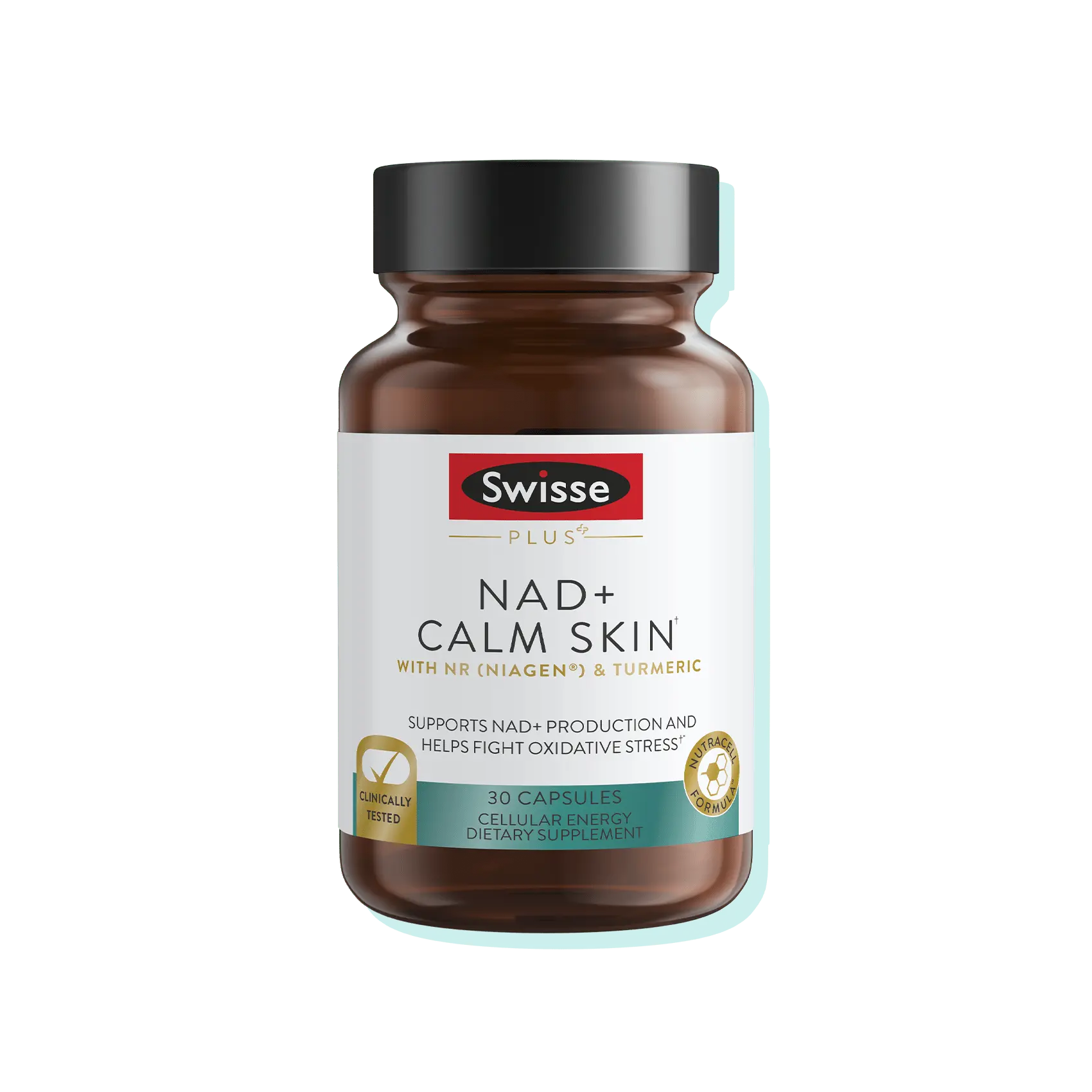 Swisse NAD+ Calm Skin with NR (Niagen®) & Turmeric - Supports Collagen Formation, Skin Elasticity & Anti-Aging Supplement - Clinically Tested NAD+ Supplement