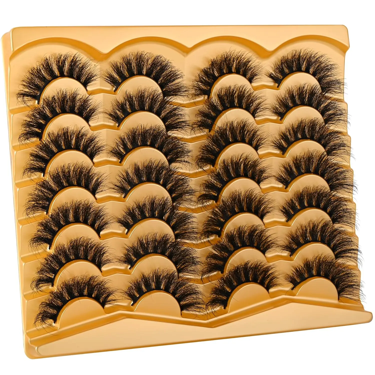 20MM False Eyelashes Volume Faux Mink Lashes 14 Pairs Pack Dramatic Fake Eyelashes Wispy Cat-Eye Look