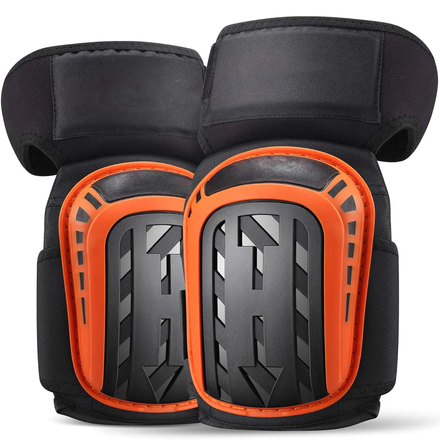 Work Knee Pads - Adjustable Heavy-Duty Foam Padding, Soft Gel Cushioning, Anti-Slip Grip, Crack Protection, Deep Cleaning Design for Construction Workers, Auto Repair Kneel (Orange)