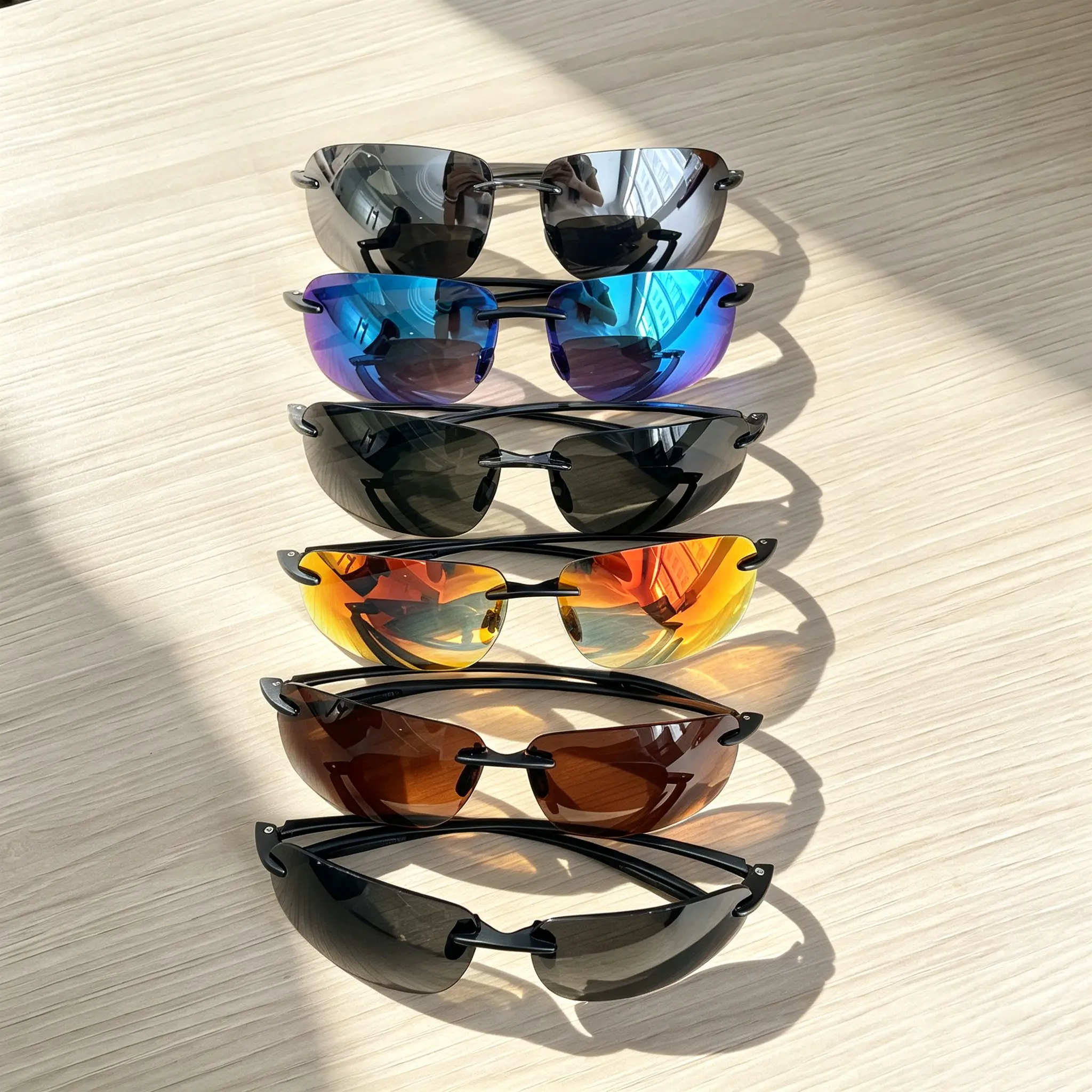 Men's Rimless Polarized Sport Sunglasses, 7 Lens Color Options, Lightweight Half Frame, Anti-Glare UV400 Shades for Fishing, Driving
