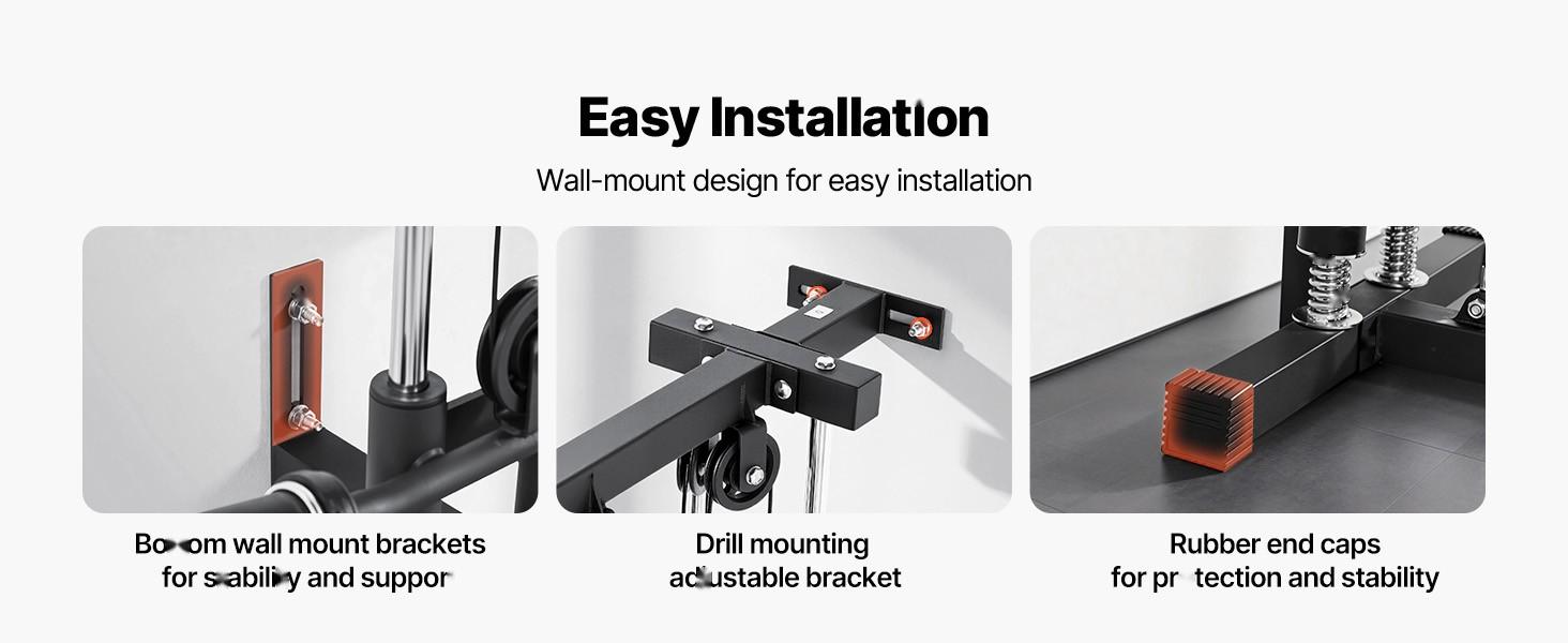 Lat Pulldown Machine, 3-In-1 Row Cable System for Home Gym, 18-Level Height Adjustment, Wall-Mount Design, 500 Lbs Capacity Lat Tower for Full-Body Workouts, Single-Arm Training, Compact, Durable Steel Frame for Home Gyms