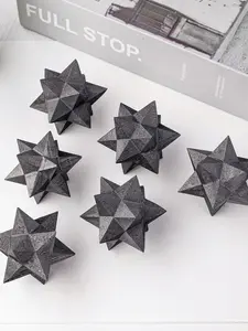 Shungite Crystal Star Shaped Ornament, Unique Design, 1 Count Natural Shungite Crystal Melkaba Pentagram Quartz Healing Stone with Healing Properties, Chakra Reiki for Home Decor and Crafts, Crystal Decorations