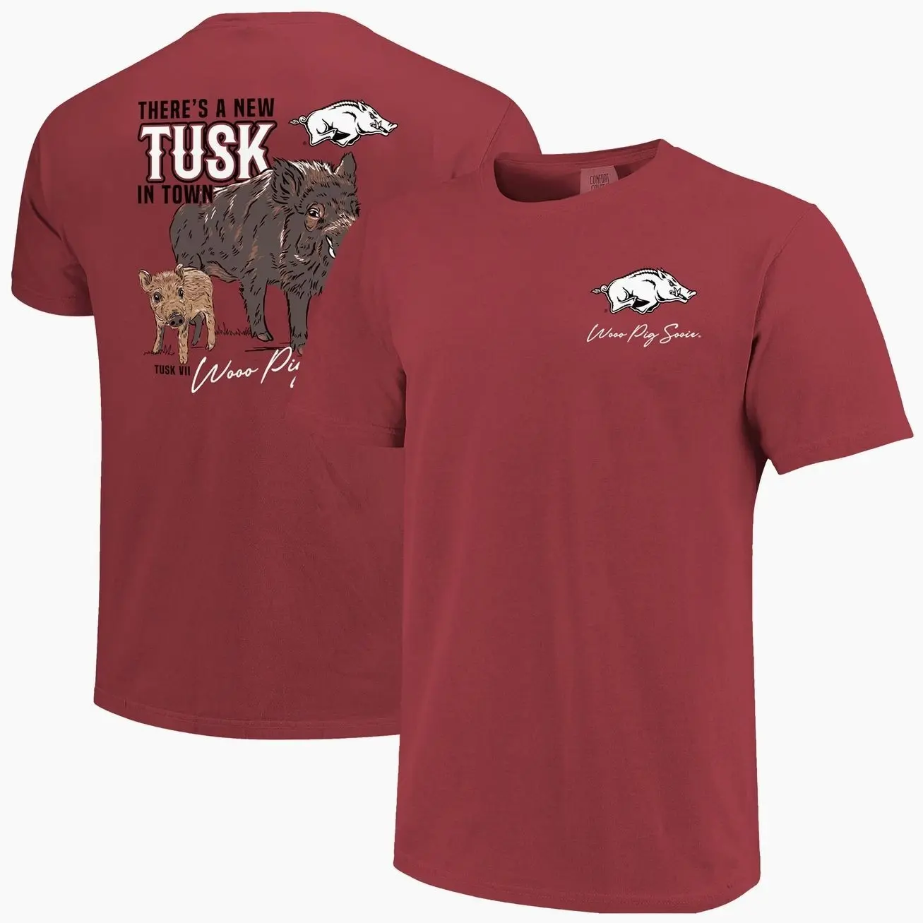 Arkansas Razorbacks Unisex New Tusk in Town Hyper Local Comfort Colors T-Shirt - Cardinal