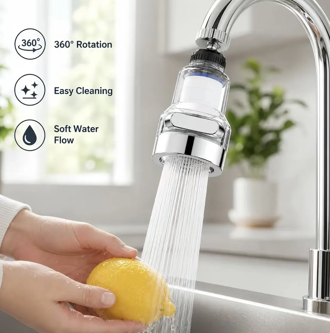 Stop Water Splashing! 360° Rotating Faucet Filter With 6-Layer Filtration