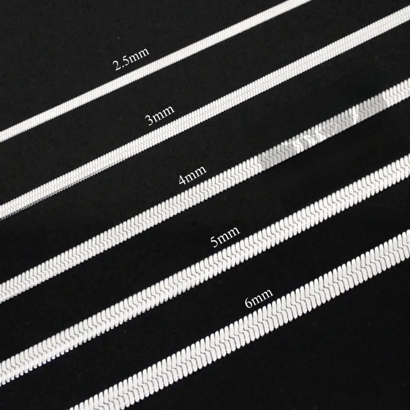 Stainless Steel Herringbone Flat Chain Classic Necklace Men Women 16"-24"