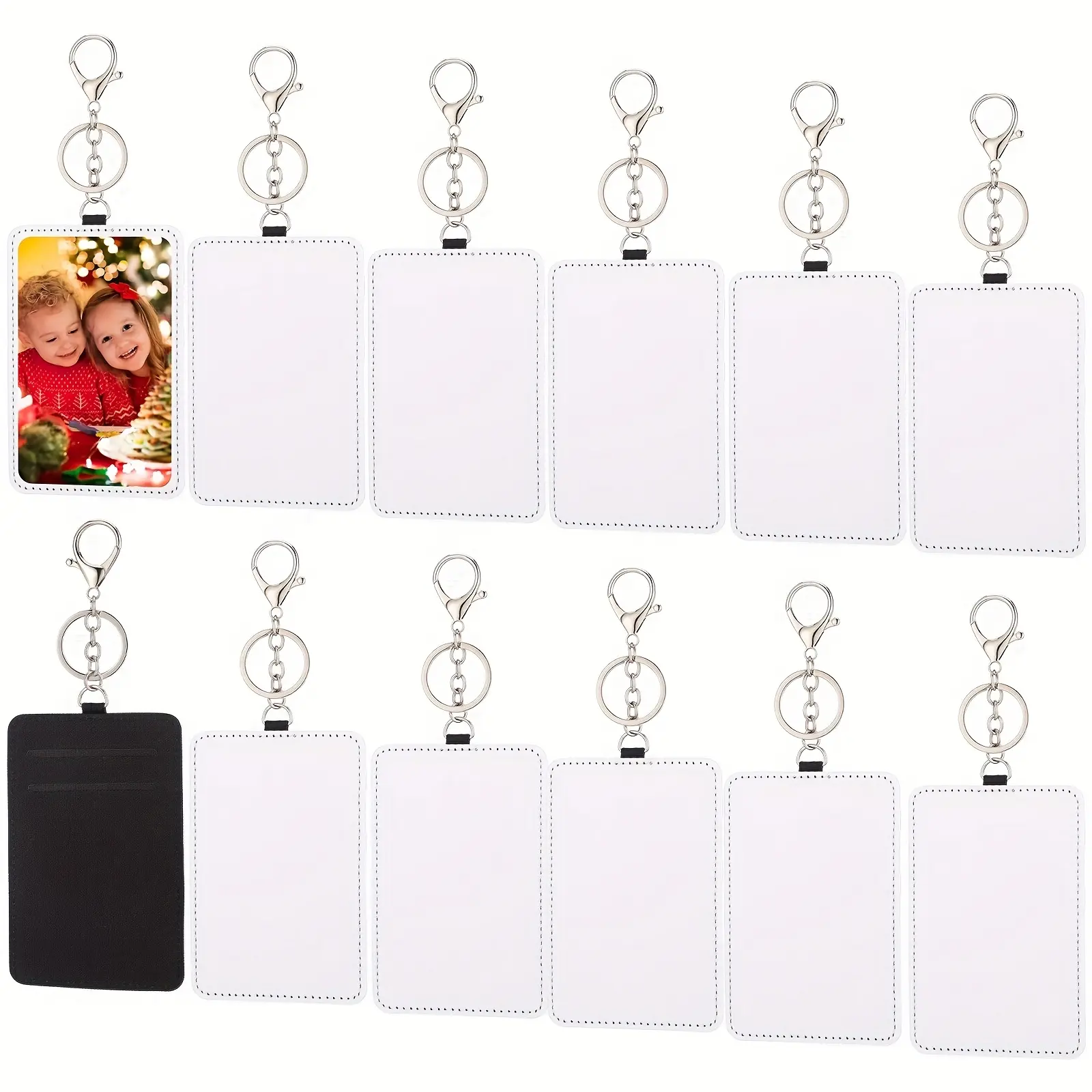12pcs Sublimation Work Card Holder Rectangle Portable Transportation Card Holder Faux Leather Sublimation Badge Holders Printable Blank Card Carrier Case For Men Women Business Passport ID Card