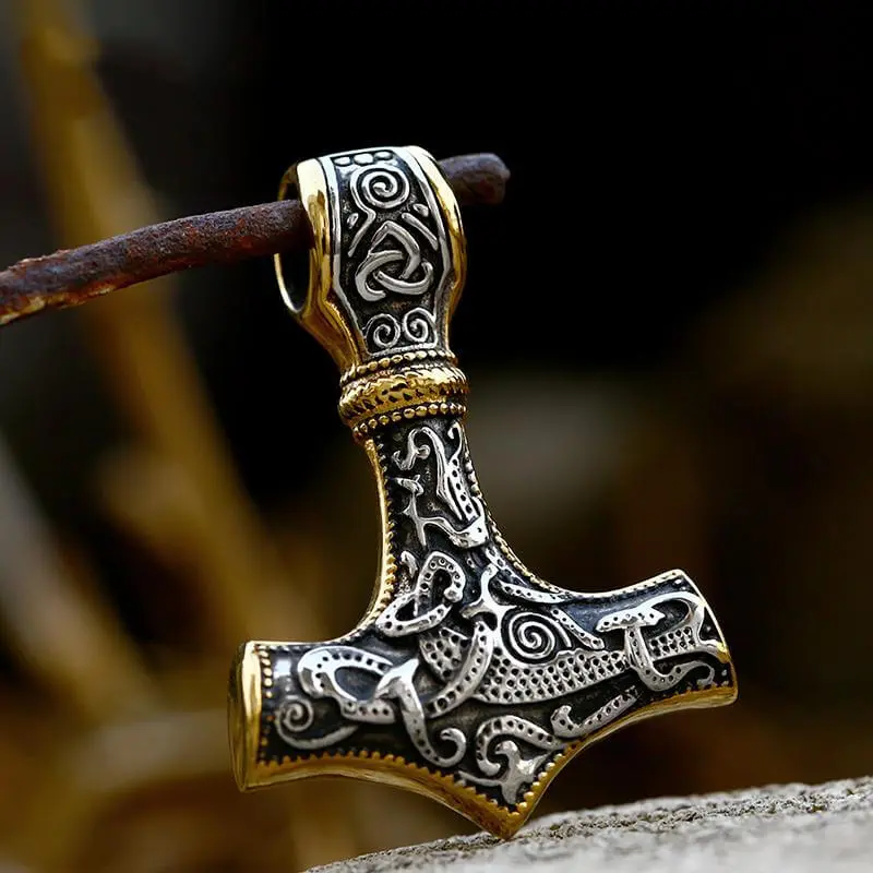GTHIC Thor’s Hammer Resistant Stainless Steel Pendant, Versatile Styling Jewelry for Men, Daily Wear Statement Accessory