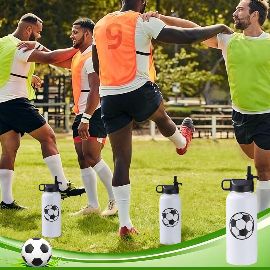 12 pcs 32 oz reusable stainless steel cups, indoor soccer cups for iced coffee, hot and cold beverages and juices, perfect for soccer games, graduation events and daily hydration must-haves, perfect gift for mother's day, graduation season