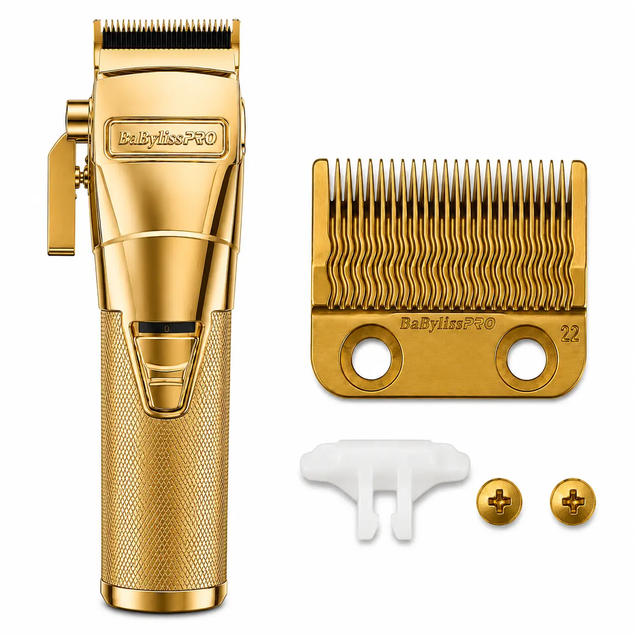 BaBylissPRO FXONE Gold FX Clipper with Gold Titanium MIM Precision Fade Blade Combo FX899G + FX8022G
