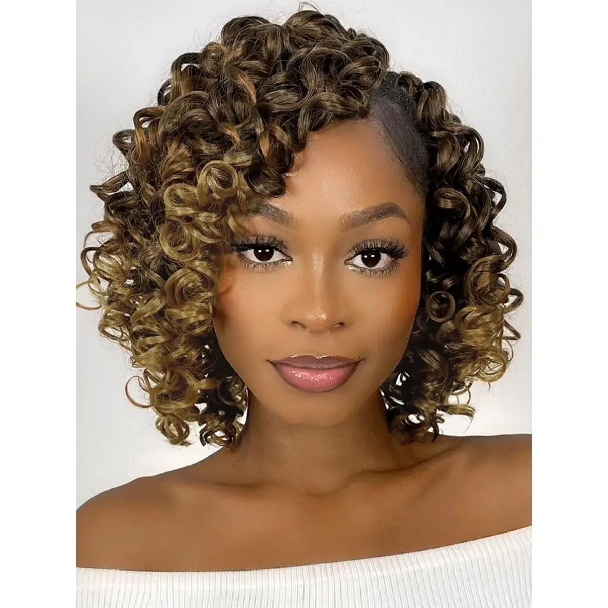 Curly Crochet Hair for Women Ombre Blonde 7 Packs GoGo Curl 8 Inch Pre Looped Beach Ocean Water Wave Deep Twist Braids Synthetic Extensions T27#
