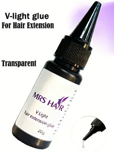 1 Bottle 20g V Light Glue Adhesive Hair Extension Gel, UV Light Curing Fake Hair Glue, Professional Hair Styling Tool