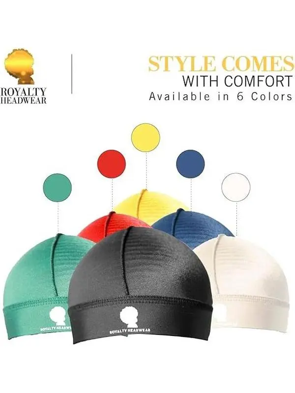 Royalty Headwear Silky Wave Cap for 360, 540, 720 Waves - Soft, Breathable Durag Skull Cap Beanie for Men, Skull Caps