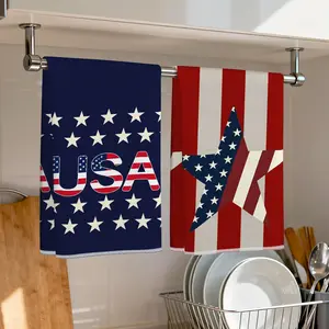 2pcs Striped and Star Pattern Microfiber Kitchen Towels, 40x60cm, Single Sided Print, Dishwashing, Hand Drying, Party Decor, Gift