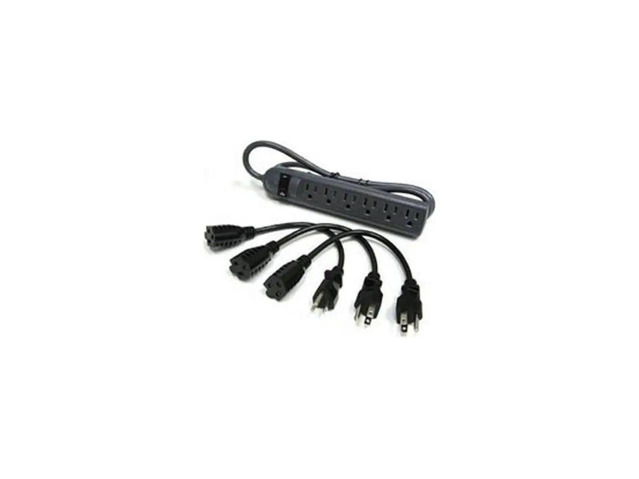 C2G 39995 4 ft. 6 Outlets 270 Joules Surge Suppressor with (3) 1ft Outlet Saver Power Extension Cords