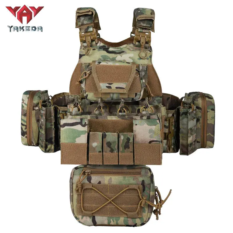YAKEDA VT-8832TB Tactical Vest, Lightweight Camouflage Chest Rig with Multiple Pockets, Multifunctional Gear for Summer Outdoor Protection, Chest Men's Sports Vest, Outdoor Gear, Hiking / Light Outdoor