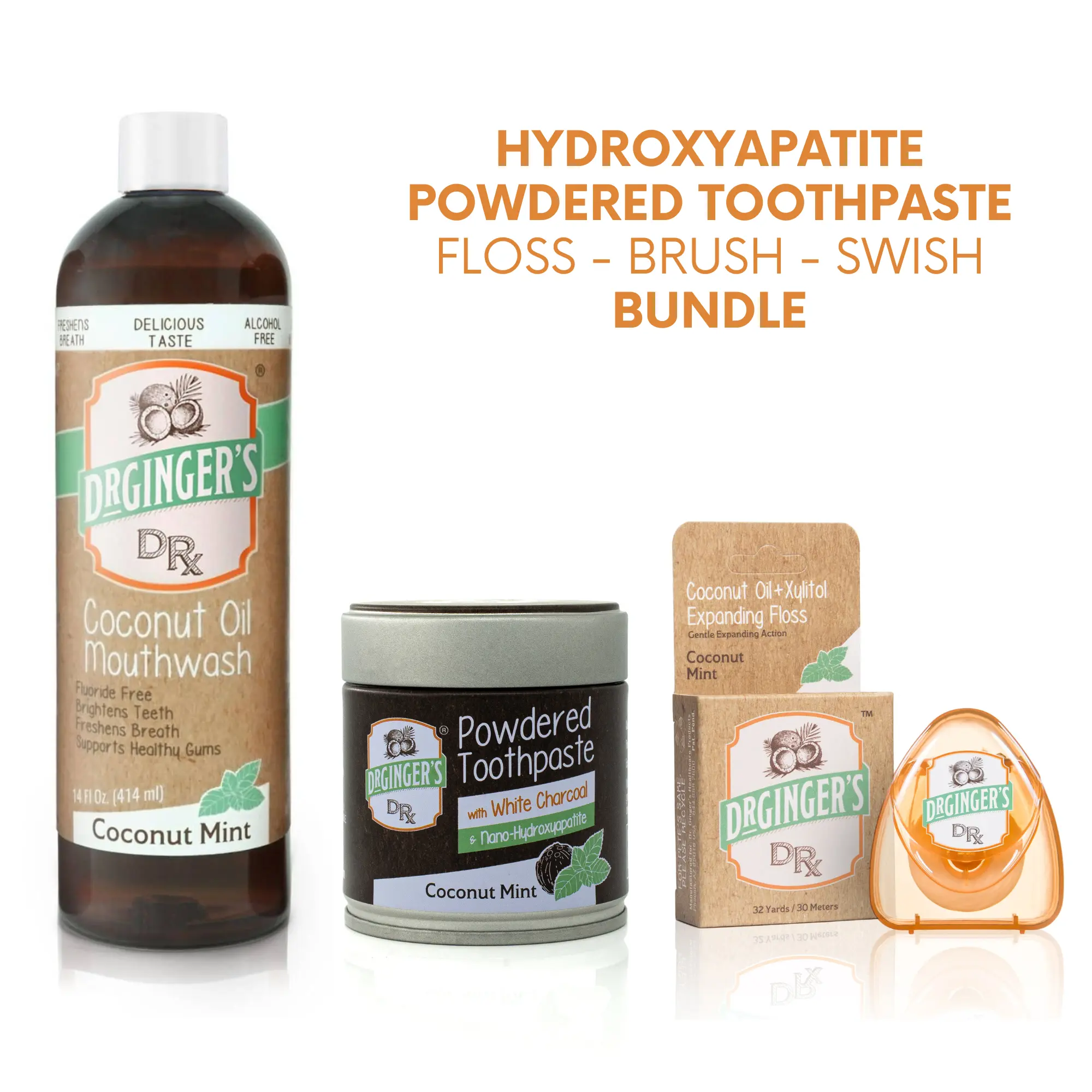 The Perfect Whitening Bundle- Dentist Designed Non Fluoride Nano-Hydroxyapatite Powdered Toothpaste Kit for the BEST Natural Whitening! Premium Oral Care Kit with Organic Coconut Oil & Xylitol for Brighter Teeth! Exclusive Bundle for Ask the Dentist Live!