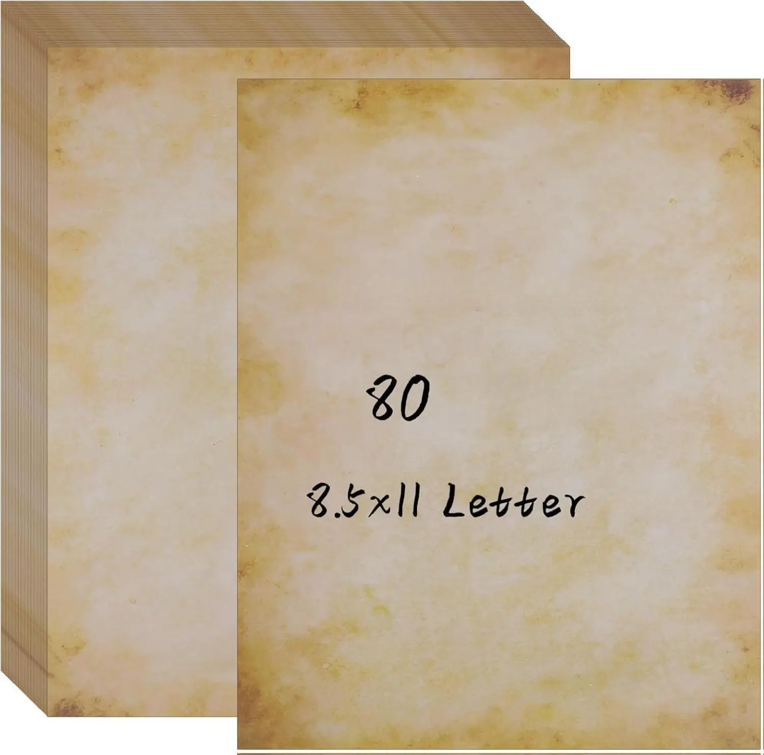 Vintage Paper 80 Sheets 8.5x11 Antique Stationary Double-sided Aged Parchment for Writing Letter Size Printer Paper Clear Display Retro Light Yellow