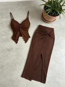 European & American Classic Elegant Fashion Women's Clothing Series, Outfit, Matching, Basic Simple Minimalist Design, High Value, Pure Color Fitted Skirt Set, Womenswear