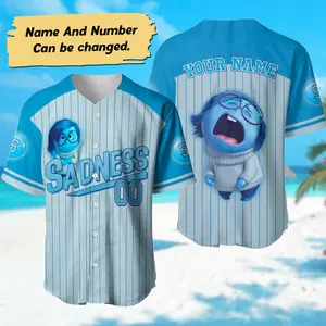 Custom Inside Out Sadness Color Baseball Jersey  Inside Out Jersey Team  Cartoon Baseball Shirt    Shirt  Family Trip Gift