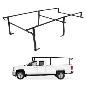 GARVEE Adjustable Steel Truck Ladder Rack for Full-Size Pickups, Universal Fit with 1000 lbs Capacity, Non-Drilling Installation, Width 45"-66", Ideal for Kayak, Surfboard, Lumber, and Ladder Transport