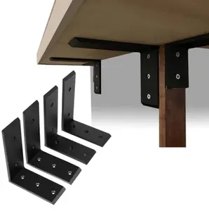 4Pcs Heavy Duty Countertop Support Brackets, 8"x6"x2.5", 500lbs Capacity, Black Steel magnetic  cabinet Adjustable Bolt