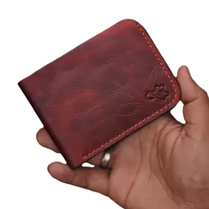Men’s Handmade Full Grain Leather Wallet Slim wallet  Bifold, Compact and Durable Genuine Leather Card Holder for Everyday Use – Stylish, Fits Front Pocket, Ideal Gift for Him – Dark Maroon