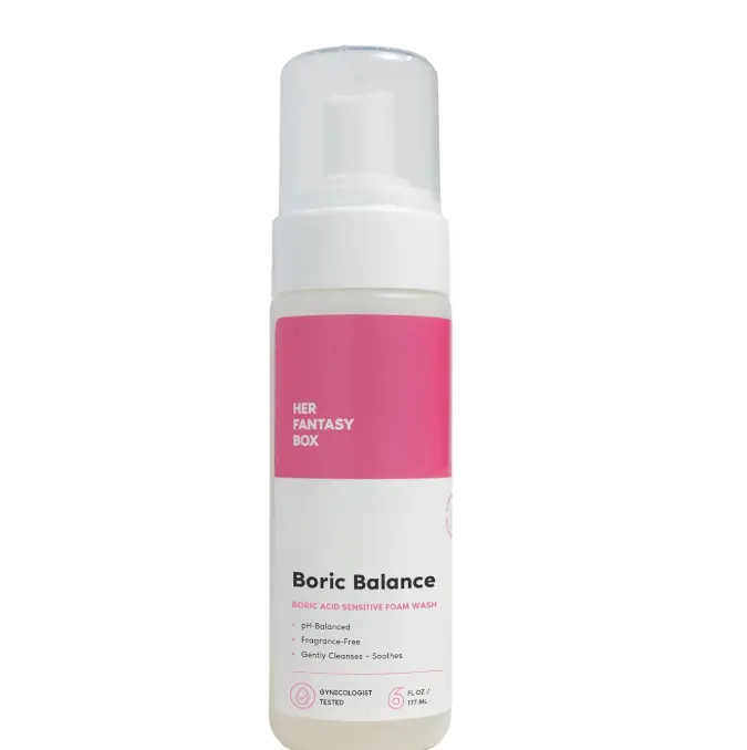 Her Fantasy Box | Boric Balance Yoni Foam Wash - Naturally Safe, pH-Balancing, Gentle Cleansing Formula for Daily Care, Odor Control, and Feminine Hygiene, 6 oz