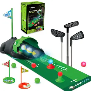 Kids Golf Set with Automatic Ball Return, LED Night Golf Balls, Putting Mat, Mini Golf Indoor/Outdoor Toy for Toddlers 3-6, Balance, Focus & Motor Skills