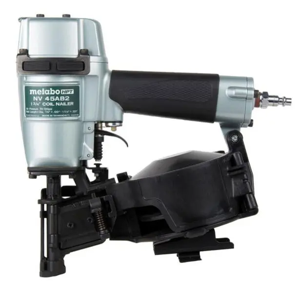 Metabo HPT Pneumatic 1-3/4 In. Wire Coil Roofing Nailer, 5.5 lb. Lightweight NV45AB2M Tool with ANSI Safety Listing, 0.25 In. Power Nail Gun for Tools & Hardware, No, Roof Surfaces