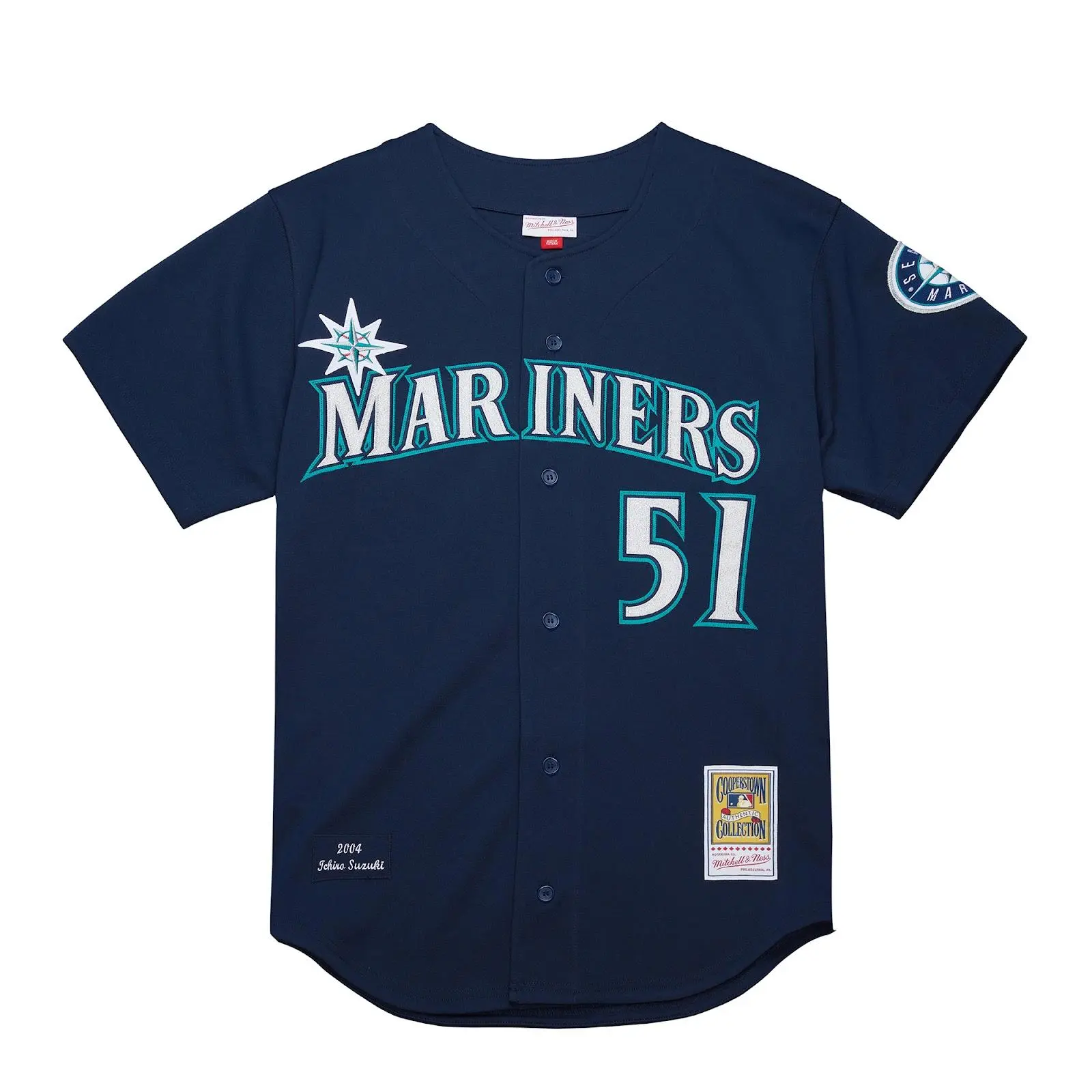 Ichiro Suzuki Seattle Mariners Navy 2004 Authentic Jersey MLB Throwback Baseball Cooperstown Fan Gear Mitchell & Ness