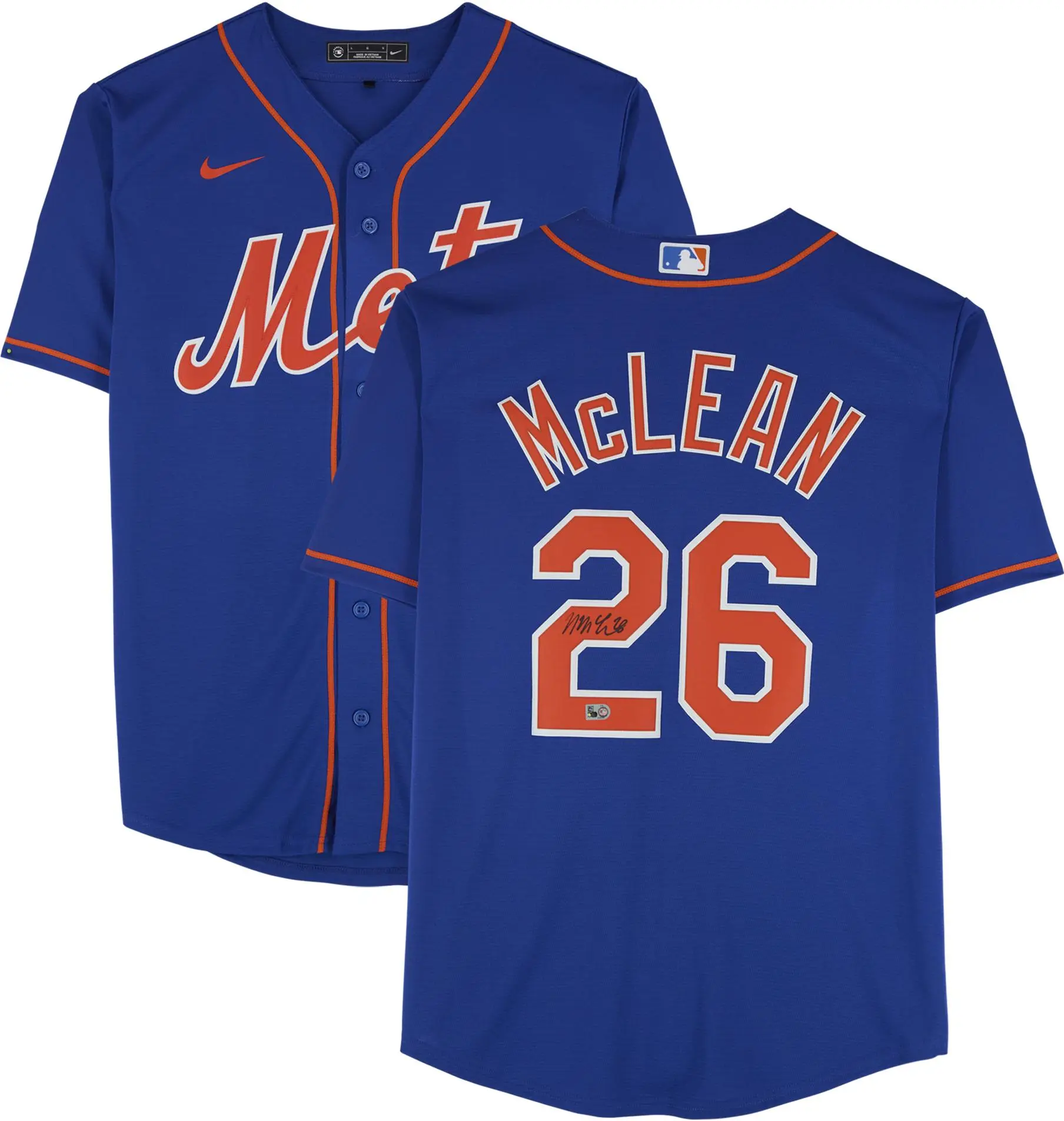 Nolan McLean New York Mets Autographed Blue Nike Replica Jersey - Fanatics Authentic Certified