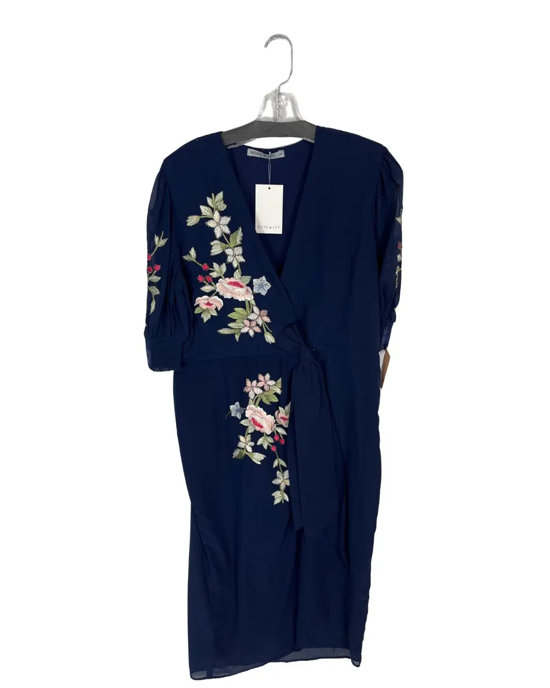 HOPE & IVY Navy Floral Print Dress (Size 16)