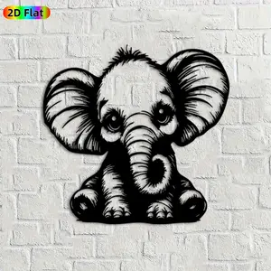 1pc Baby Elephant Metal Wall Art, Adorable Baby Elephant Statue Mural, Ideal Gift for New Year, Easter, Animal Decor Enthusiasts, Rust-Resistant Metal Wall Decor Wall Sculptures,  Charming Home Decor Accent