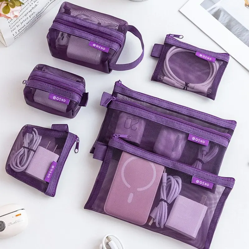 6pcs Minimalist Transparent Mesh Coin Pouch, Portable Mini Zipper Wallet, Outdoor Carry Case for Cards, Keys and Coins, Card Organizer, Coin Purse