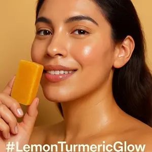 Lemon Turmeric Glow Soap. Brightens Skin Tone, Reduces Blemishes and Firms & Tightens Skin. Includes Gentle Cleansing Mesh Bag for easy application