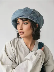 Vintage Fashion Beret Hat, Pocket Design Washed Out, Multifunctional Practical All Seasons Wear Outdoor Casual Chic Women's Painter Hat, Essential for Street Style